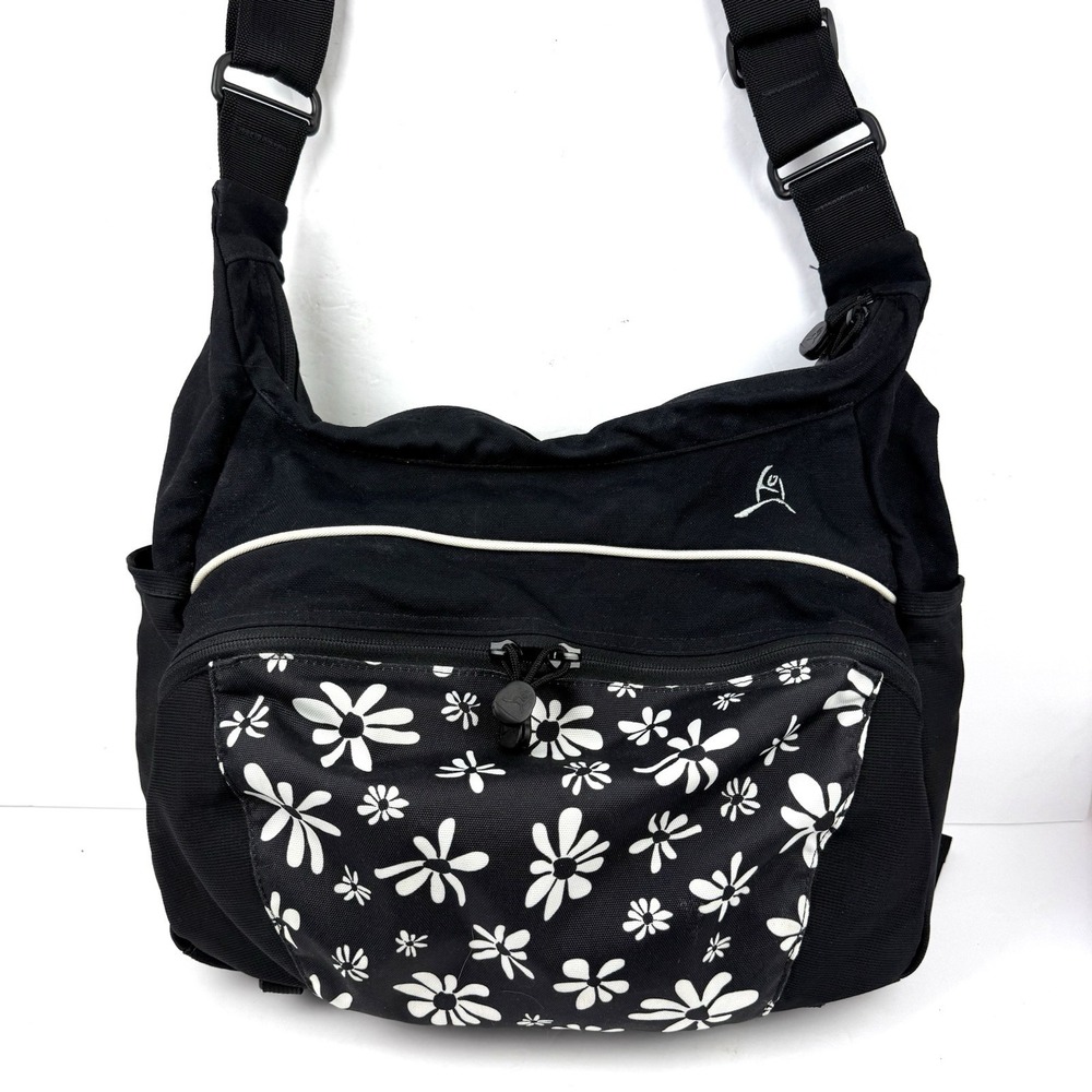 Overland Equipment Messenger Bag Black Floral Canvas Made In Chico USA